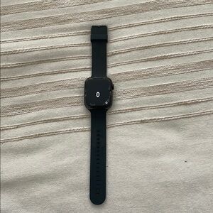 Black Circular Smartwatch with Textured Band